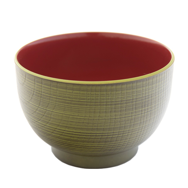 Japan Centre Miso Soup Bowl Green and Red, Wood Effect Bowls